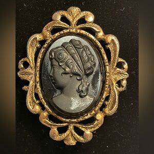 Vintage Black Cameo Brooch pin